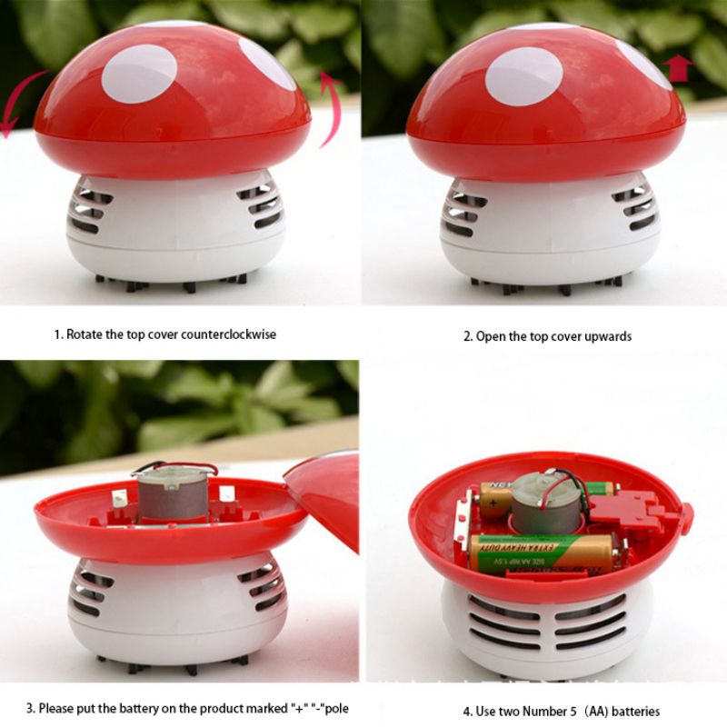 Household Cute Mushroom Shape Vacuum Cleaner Mini Desk Vacuum Cleaner Smart Handheld Keyboard Cleaner Tabletop Sweeper
