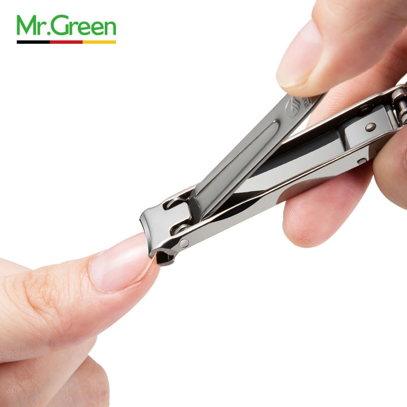 Mr. Groene Roestvrij Staal Ultra-Dunne Opvouwbare Hand Teen Nagelknipper Cutter Met Sleutelhanger Cutter Trimmer Zilver Nail Art Gereedschap