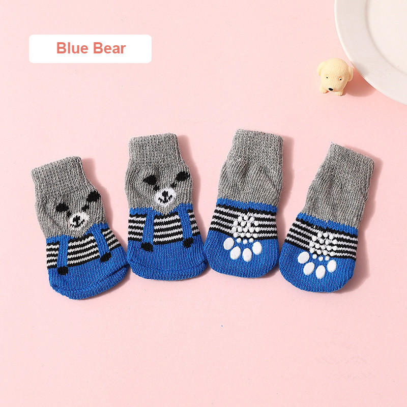 4 stk./sæt vinter varme hundesokker skridsikre kæledyrssko sokker til små mellemstore hunde bløde åndbare chihuahua bamse hvalp fodbetræk: 4xl / Lavendel