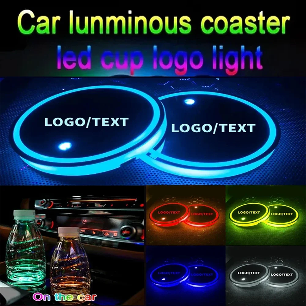 1/12PCS LED Bekerhouder Verlichting voor Auto Oplaadbare 7 Kleurveranderende Light Up Bekerhouder Insert onderzetters Auto Accessoires voor Tiener