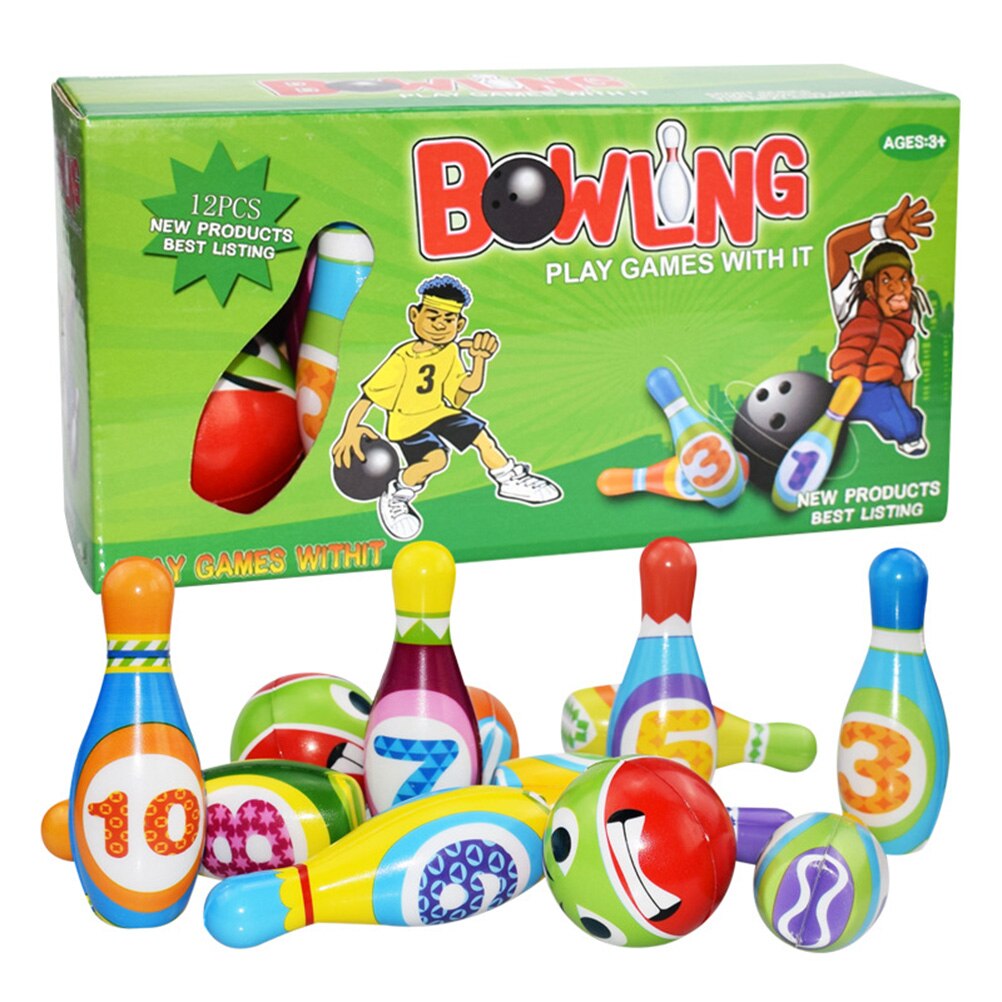 12 stk bowling legetøj bowling spil uddannelse udvikling sport indendørs og udendørs forældre-barn interaktivt sportslegetøj