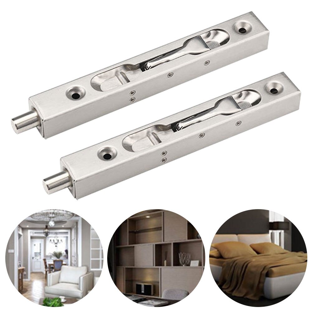 Pestillo de puerta de acero inoxidable para mejorar el hogar, Perno deslizante duradero y resistente, antirrobo oculto, cepillado con tornillos