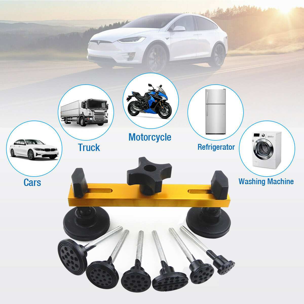 7Pcs Portable Concave Tooth And T-tooth Puller Kit Can Repair The Dents On Car For Daily Automobile And Motorcycle Maintenance