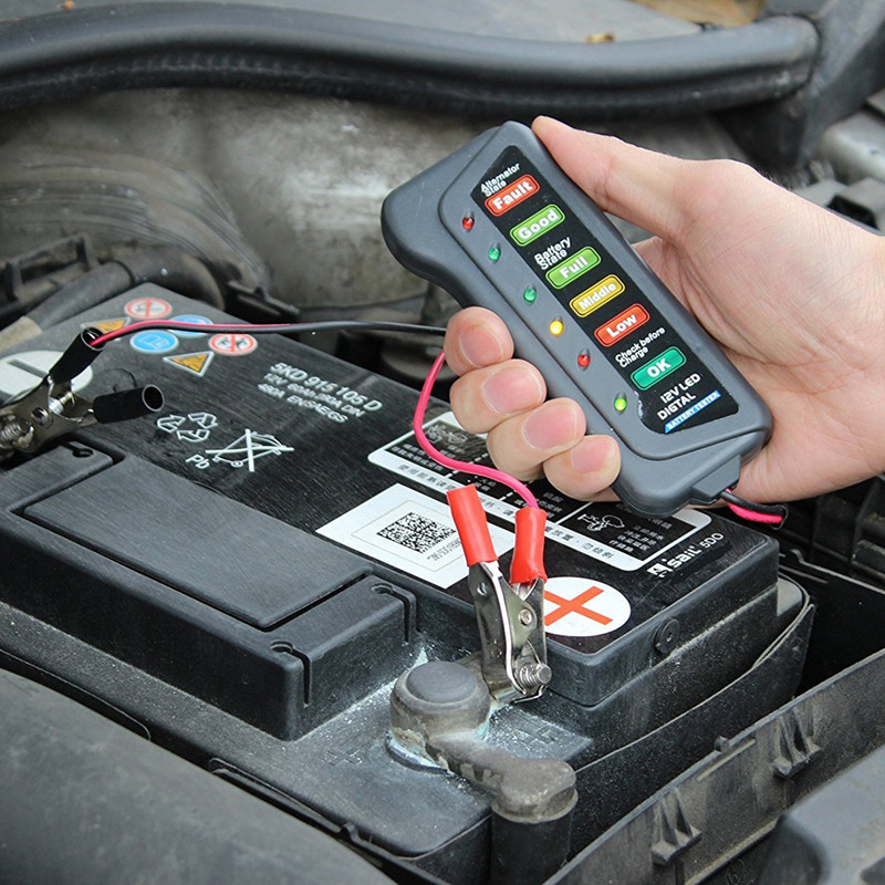 12V Car Battery & Alternator Tester - Test Battery Condition & Alternator Charging (LED indication)