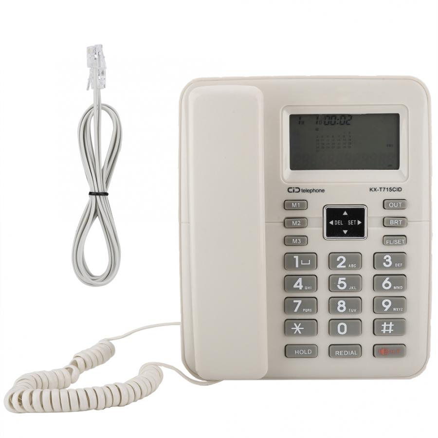 Virksomhed hjemmetelefon kablet telefon fastnet opkalds-id støjreducerende hurtigopkald fastnet fastnet med sidste nummer genopkaldsfunktion: Hvid
