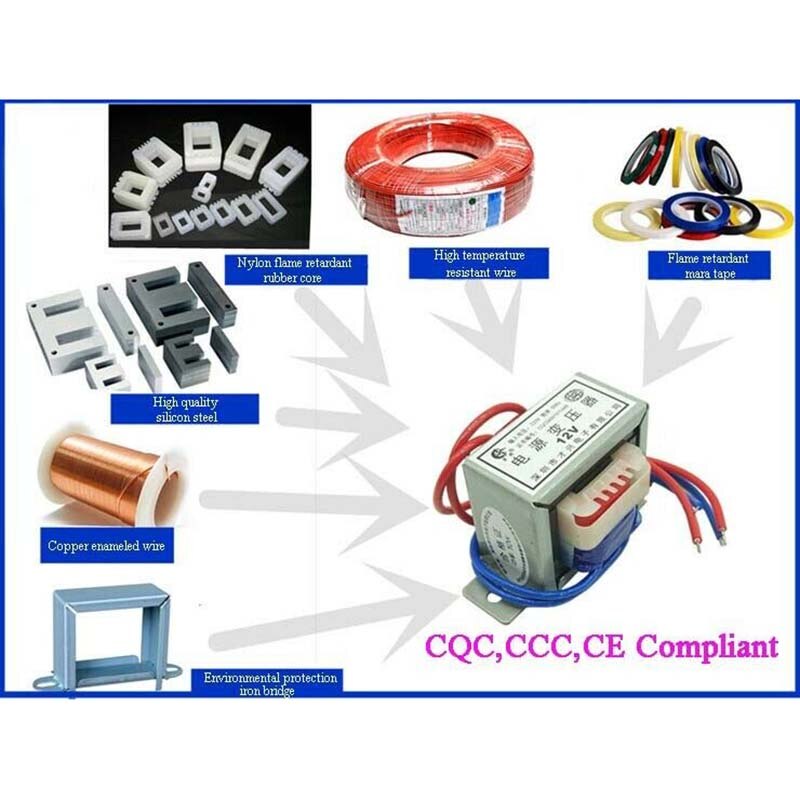 AC 6V 9V 12V 15V 18V 24V Output Voltage 2W EI Copper Core Input 220V 50Hz~60Hz Single/Dual Voltage Copper EI35 Power Transformer