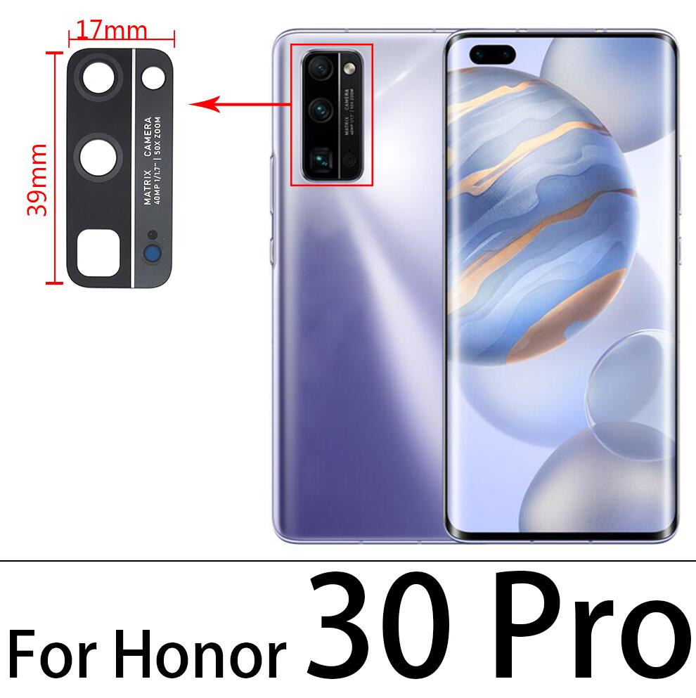 Dla Huawei Honor 9X V20 V30 10 10i 20i 10X 20 20S 30S 30 Pro Lite Y9 aparat szklany obiektyw tylna kamera szklany obiektyw z klejem