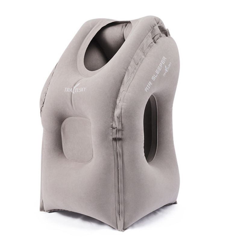 Opgewaardeerde Opblaasbare Luchtkussen Reiskussen Hoofdsteun Kinsteunkussens Voor Vliegtuigauto 'S: Donkergrijs