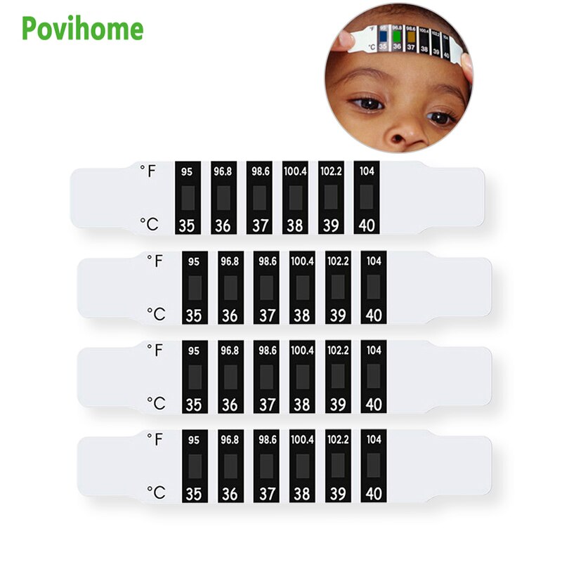 4pcs Child Forehead Temperature Measure Stickers Adult Long Strip Digital Display Discoloration Thermometer Patch Health Care