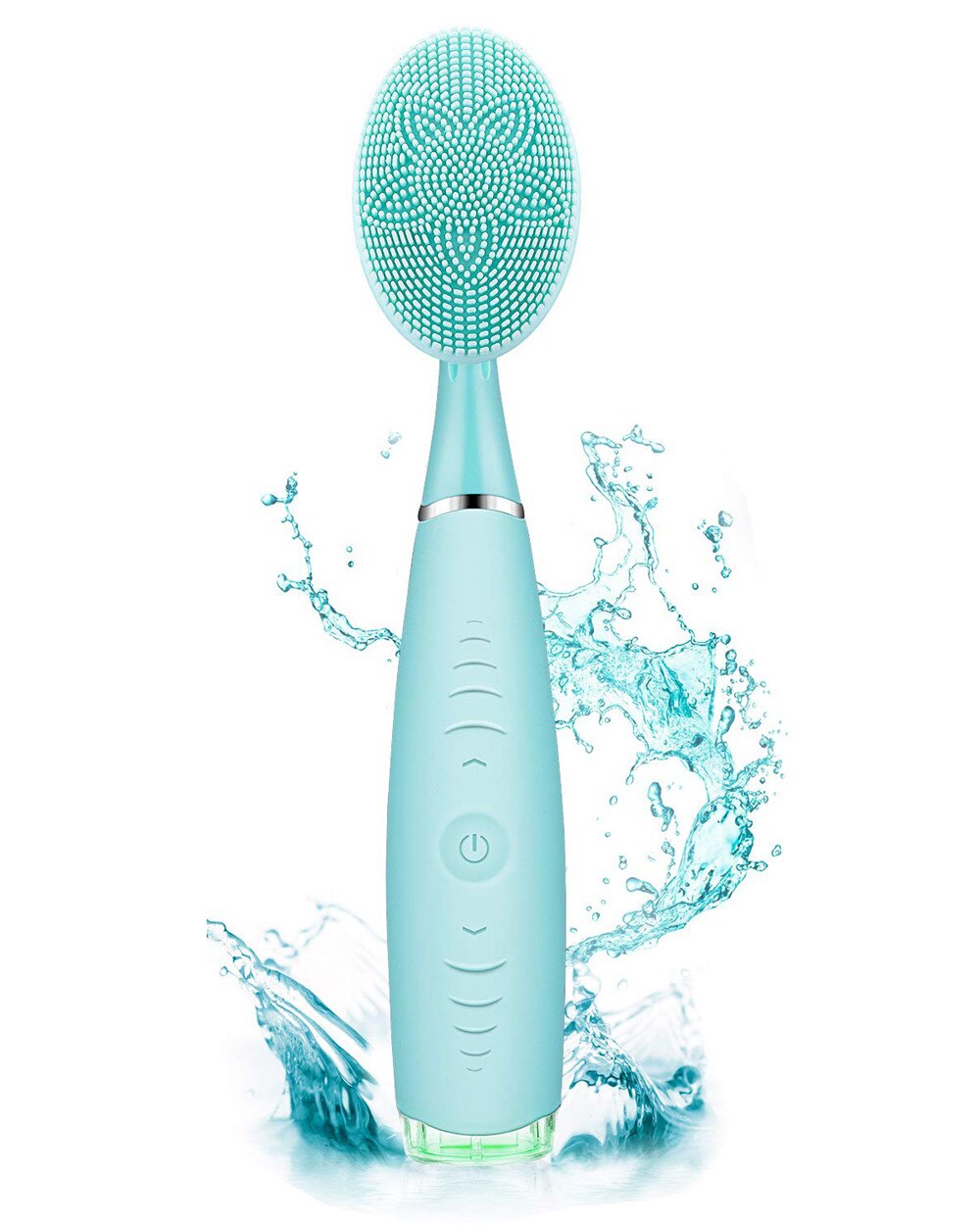 Limpiador Facial eléctrico cepillo de limpieza de silicona Dispositivo de lavado Facial limpiador de poros de la piel removedor de acné recargable: Verde claro