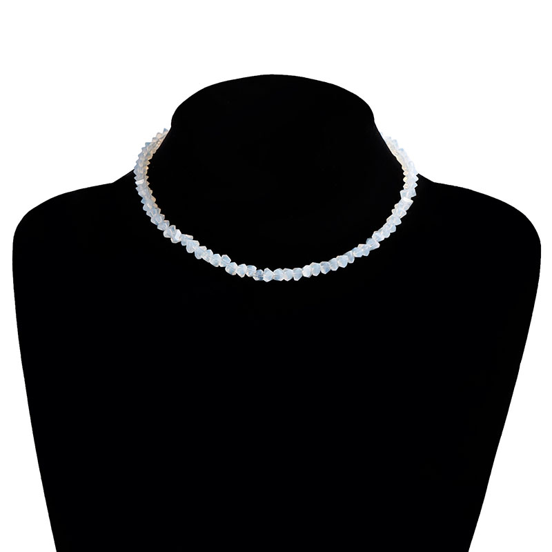 Gargantilla de cuentas irregulares de cristal de corte múltiple coreano para mujer, Collar de hueso Vintage transparente, joyería de cuello de: Bañado en rodio de imitación