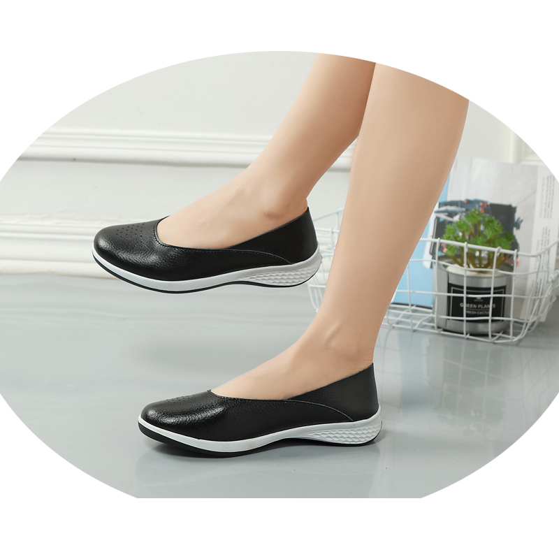 EOFK dames mocassins en cuir confortables ballerines femmes casual Slip-on peu profonde grande taille chaussures à bout rond