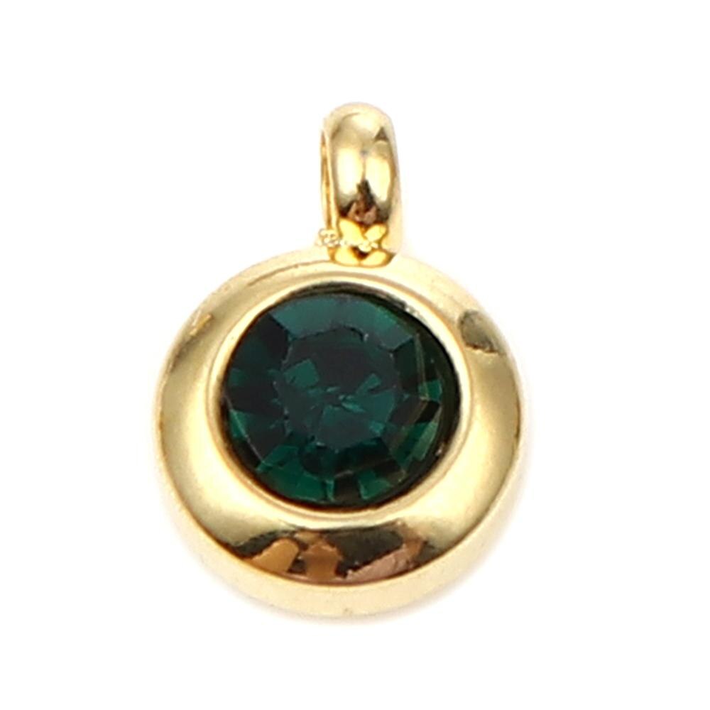 DoreenBeads Edelstahl Gold Farbe Charms Runde Multicolor Glas Anhänger DIY Machen Ohrringe Schmuck 9mm x 7mm, 2PCs