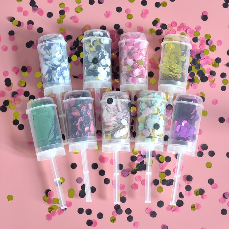 1Set Push Pop Party Confetti Poppers for Wedding Happy Birthday Flower Mini Round Confetti Gender Reveal Party Decoration