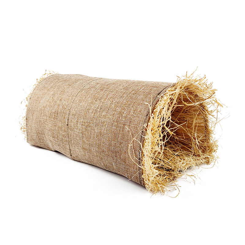 Tapis à mâcher en forme d'herbe de lapin et de Hamster, accessoire pliable en paille tissée pour Animal de compagnie, lit de maison, cochon d'inde: light brown / S