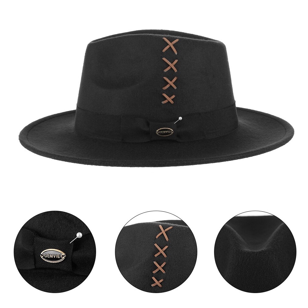 Fedora's hoed mannen vrouwen europees amerikaans feest winter fedora pet dame man naaien all-match banket hoeden  h7203