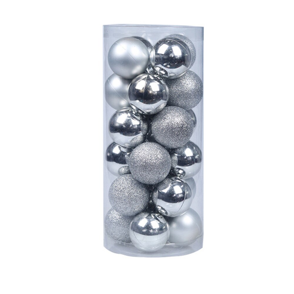 Amerikaanse kerstboom hangende ballen decoratie feest bruiloft kerstballen ornament 24 stuks 60mm: Zilver