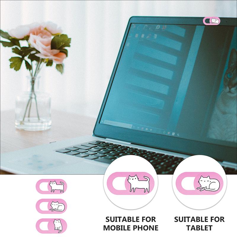3pcs Adorable Cat Webcam Cover Laptop Camera Slide Blocker Computer Camera Cover Anti Peeping Camera Protective Cover Set