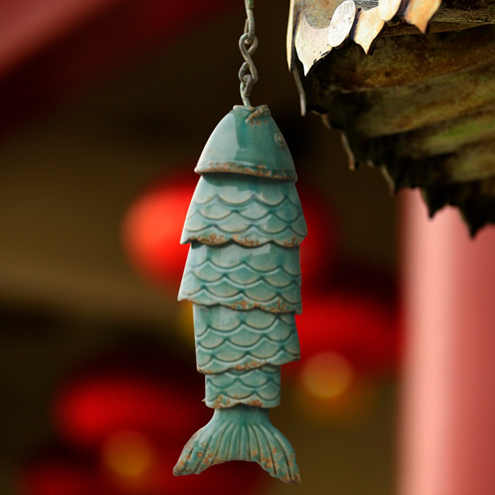 Carillón de viento de pez Koi de colores, carrillón de viento de resina para exteriores, colgante, de Navidad, decoración de jardín