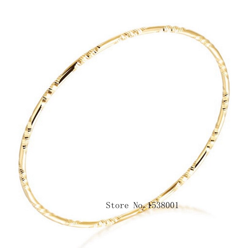 Cinzelado liso amarelo ouro cheio womens bangle unopable 60mm
