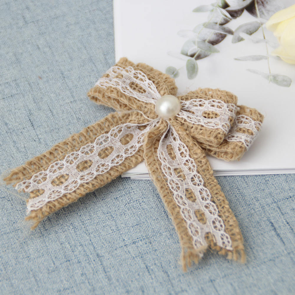 9 piezas hechas a mano de yute arpillera flor DIY Ropa Accesorios Vintage boda suministros flor decoración