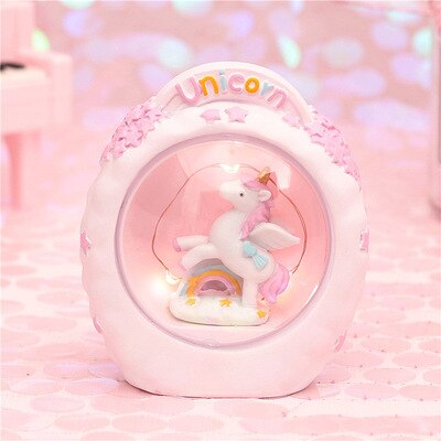 Unicorn baby sleep night light cute star Lamp girl heart bedroom romantic table lamp home decor luminous toys: Gray