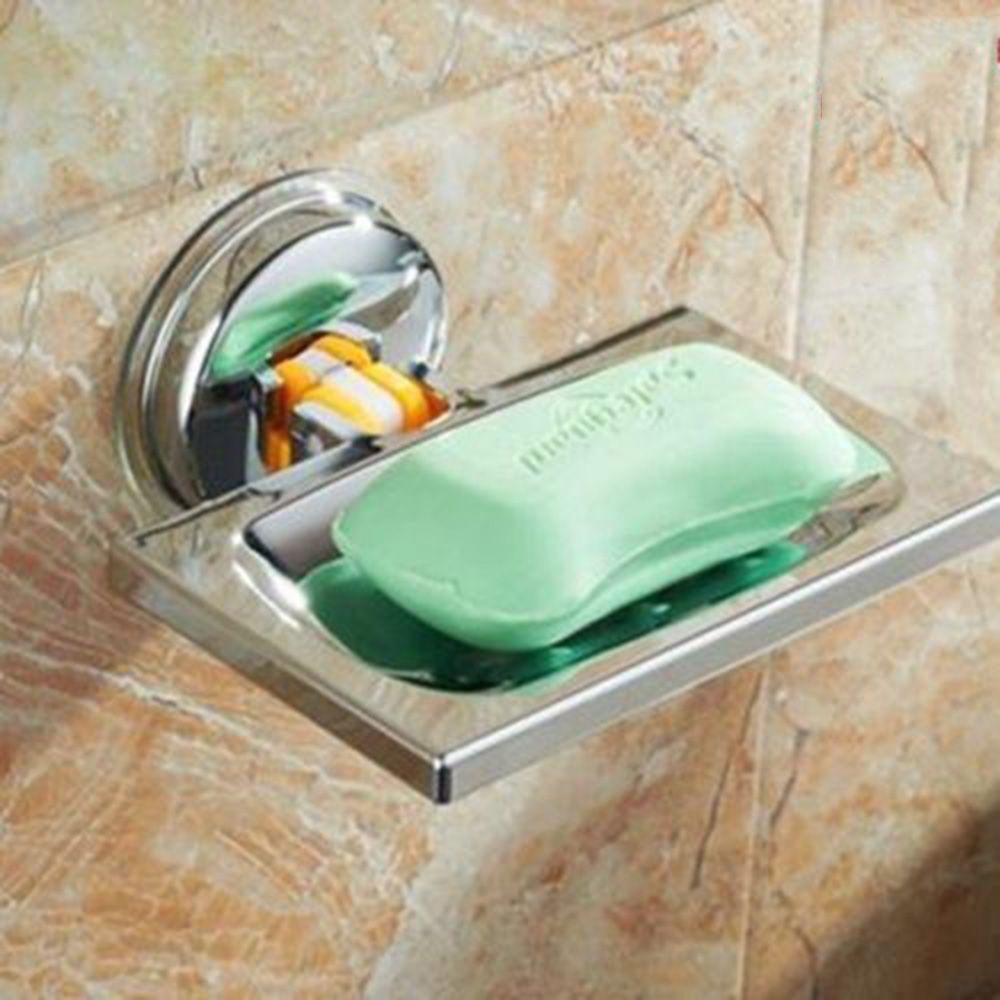 Powerful Suction Type Wall Mounted Bathroom Shower Soap Dish Holder Cup Tray Basket Soap Container Bathroom Suppliers