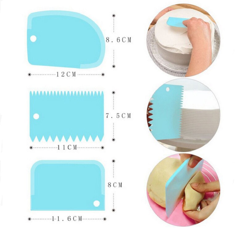 3 stk kage værktøj kage skraber uregelmæssige tænder kant diy skraber kage dekoration fondant wienerbrød fræser bagning spatler værktøj forme