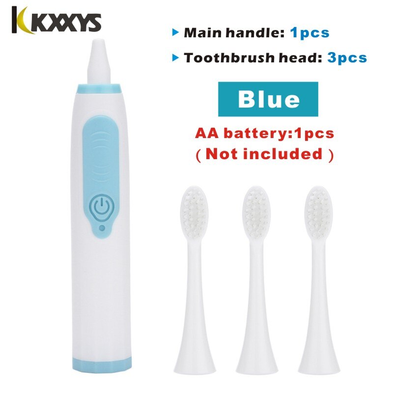 Electric Toothbrush Waterproof Automatic Sonic ToothBrush AA battery Economic style Oral Care Sonic Brush: Blue 1set 2head