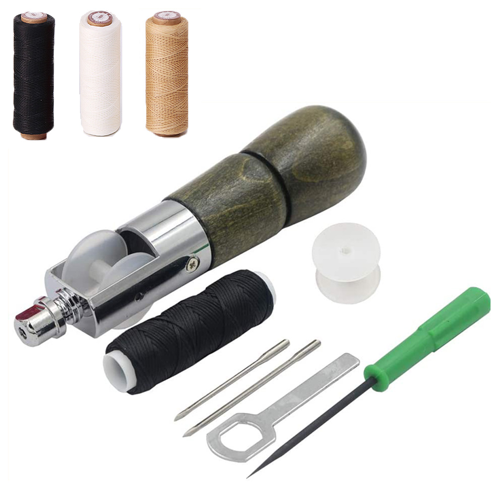 Leather Sewing Awl Thread Kit DIY Manual Sewing Machine Speedy Stitcher Leather Craft Stitching Shoemaker Canvas Repair Tool: Set D