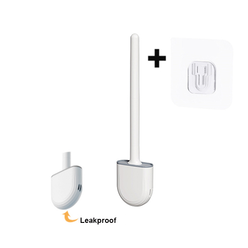 Muur Gemonteerde Siliconen Toiletborstel Met Houder Lekvrij Wc Borstel Borstels Gereedschap Set Voor Wc Badkamer Accessoires: White (Leakproof )