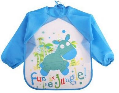 Leuke Cartoon Slabbers Lange Mouw Art Schort Dier Kiel Kinderen Bib Burp Kleding Zachte Voeden Eet Peuter Waterdichte Baberos: 14lv