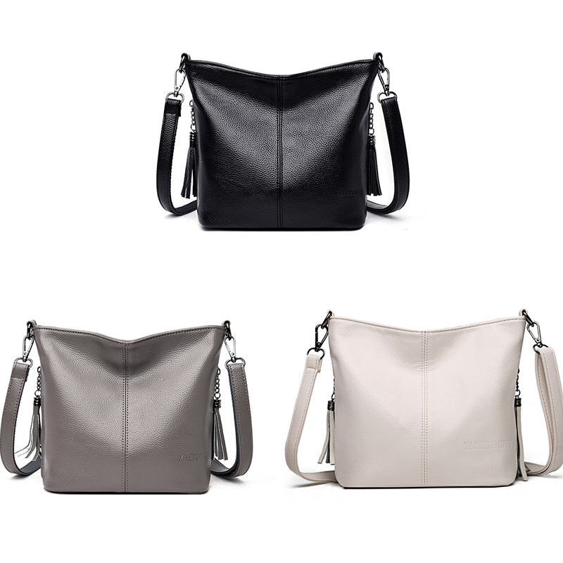 Bolso de hombro bonito para mujer, bandolera de cuero impermeable para mujer, bolso de mano, bolso cruzado superior Simple de Color sólido para mujer