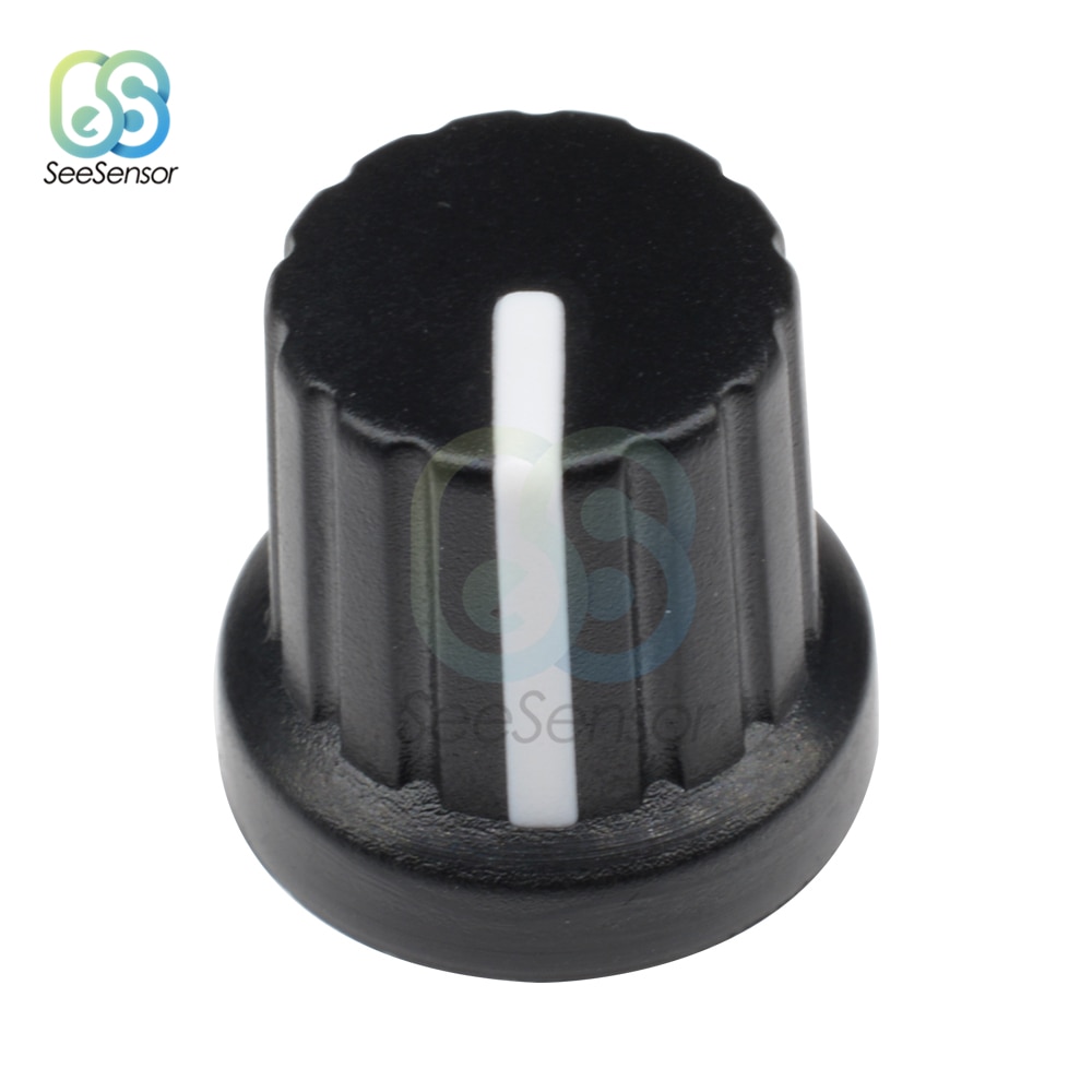 10 stk  wh148 6mm akselhull dia plast gjenget riflet potensiometer knotter hetter