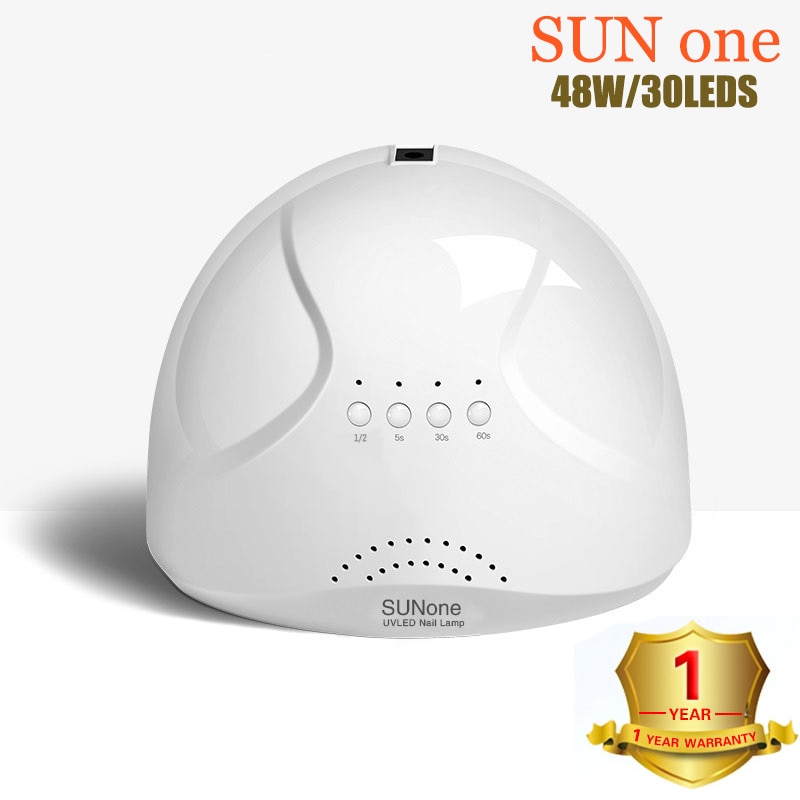Sunone ledet uv-lampe 48w negletørker pusse gel dobbel lyskilde manikyrmaskin til gjeting av neglegelkunstsalongverktøy: Sunone-hvit