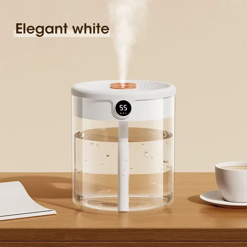 Xiaomi-humidificador de pulverización Dual de 2L, luz nocturna Digital, enchufe USB, gran capacidad, Nano niebla fina, dispositivo de Humidificación de aire para el hogar y el coche: Blanco