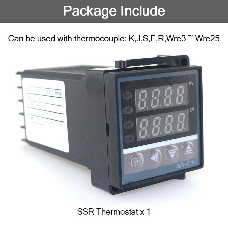 Dual PID Thermostat Regulator SSR Output Digital PID Temperature Controller REX-C100 0-400C Thermocouple K SSR 40A SSR-40A: SET 2