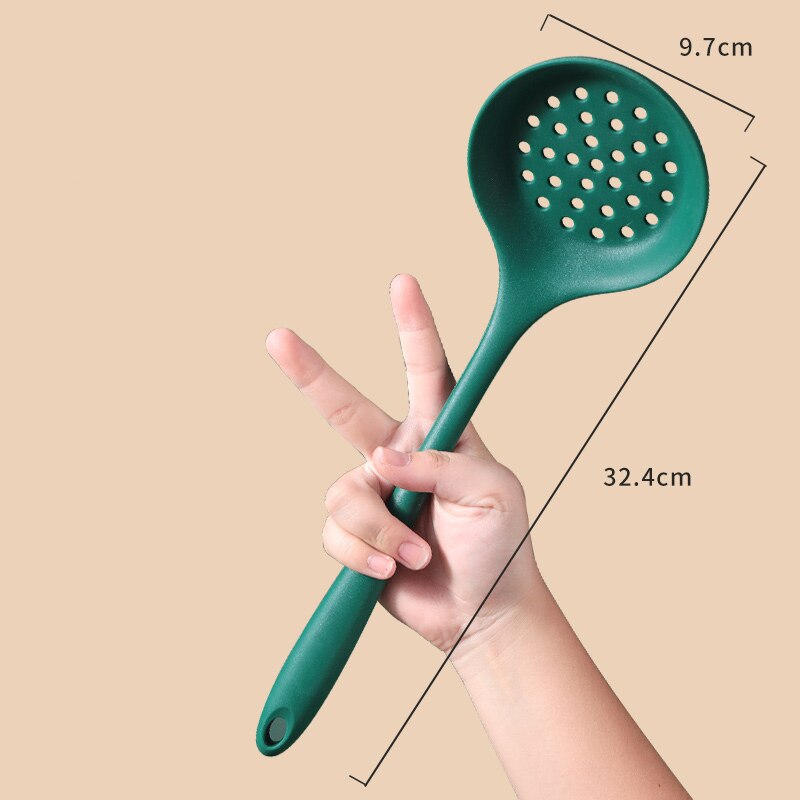 Food Grade Silicone Cooking Spoon Nonstick Heat-Resistant Flexible Wok Spatula Colander Rice Scoop Kitchen Cooking Tools: C