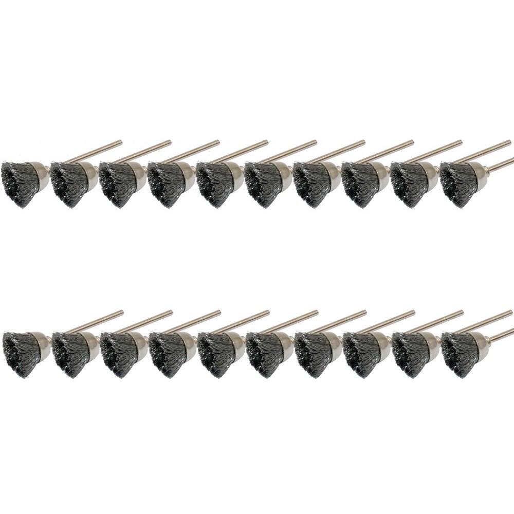Stålborstar i mässing tillbehör för dremel roterande verktyg skaft 3mm: Stil 10 20 st