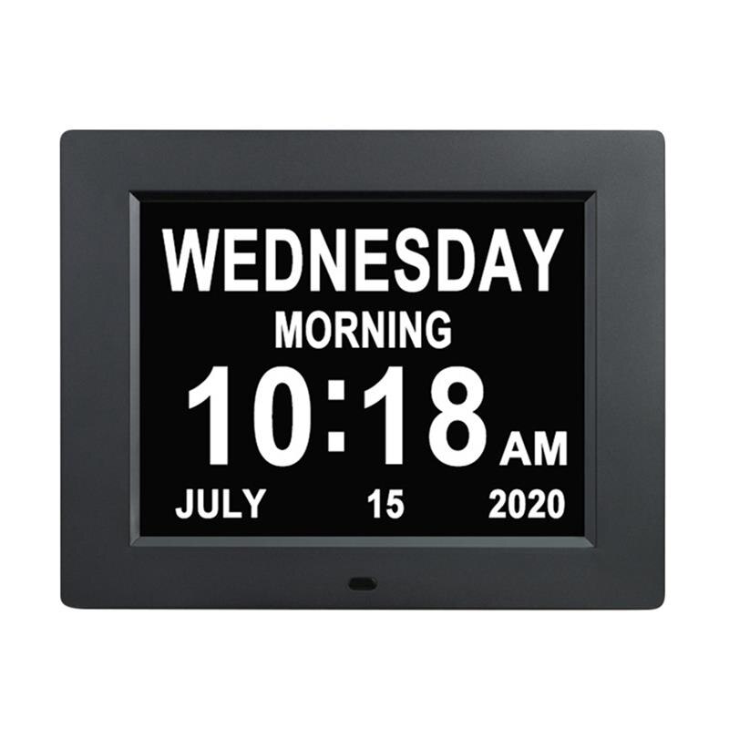 8 ''Lcd Digitale Klok Kalender Datum Dag Tijd Klok Auto Dimmen Hd Display Multifunctionele Elektronische Bureau/Tafel Klok us Plug: Black