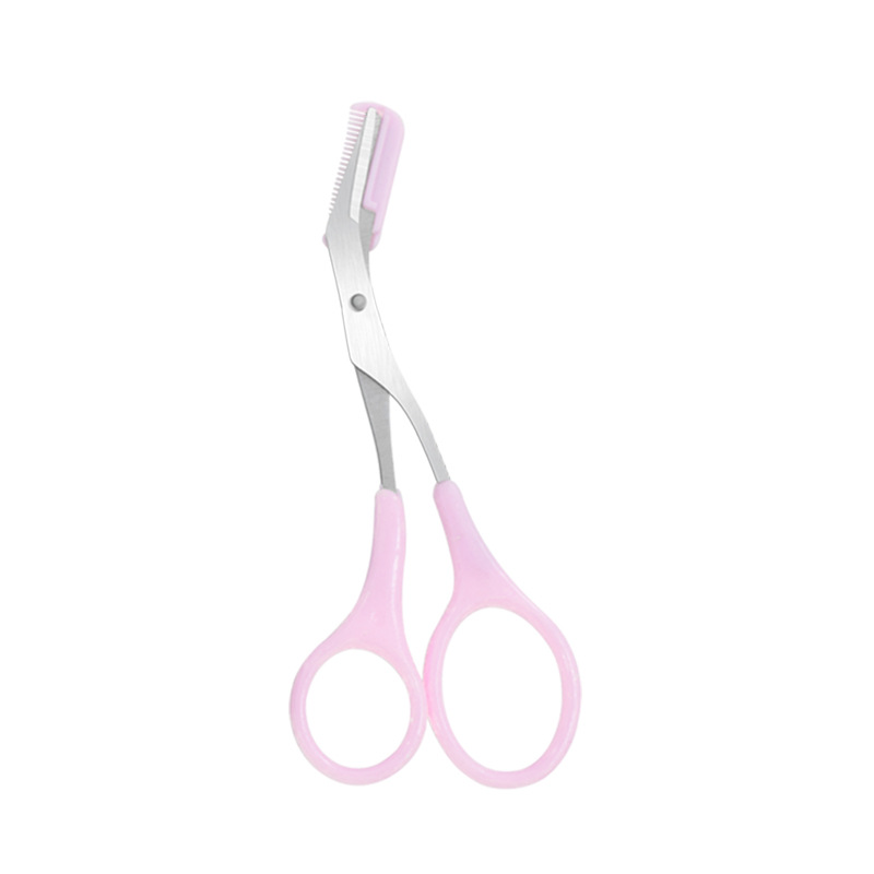 Recortador de cejas seguro, herramientas de maquillaje, tijeras de cejas de acero inoxidable con peine, afeitadora para depilación, herramientas de maquillaje para dar forma a las cejas: Blanco