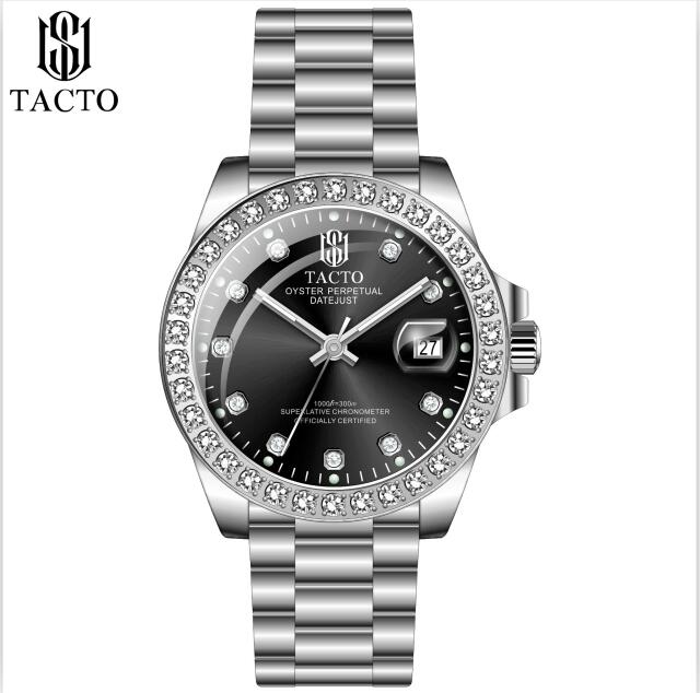 Holuns uhr herren uhren 316L stahl uhr diamanten Miyota quarz business männlichen armbanduhr kalender datum 50M wasserdichte: TACTO 40mm-9