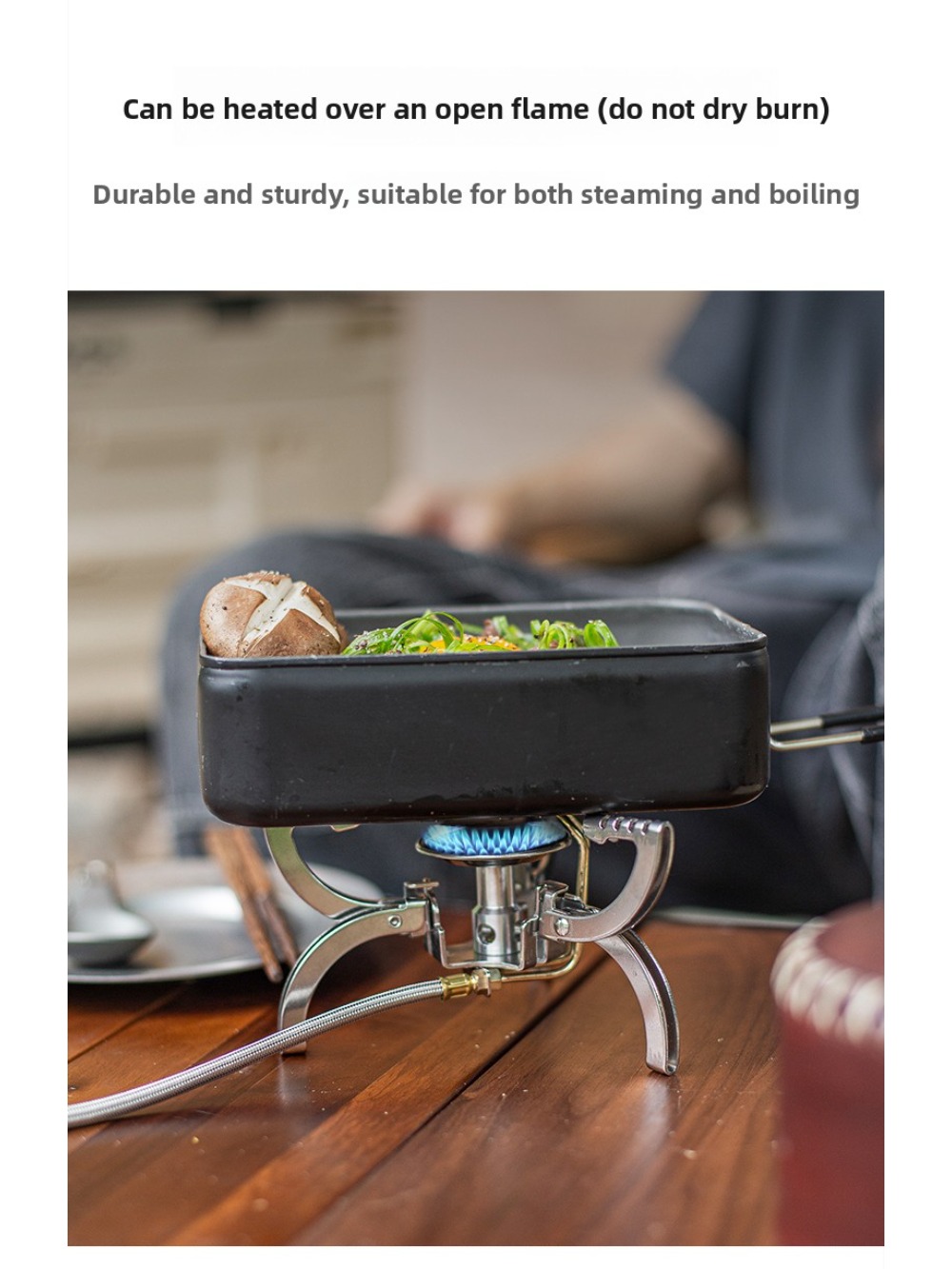 Alocs multifunctionele draagbare lunchbox, outdoor lunchbox van aluminiumlegering, servies voor kamperen, anti-verbrandingsservies, enkelvoudig.