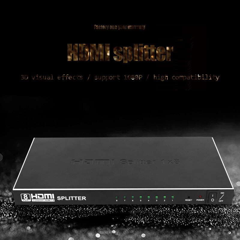 HDMI splitter 1 in 8 out splitter / one in eight out divider / one in eight splitter / 3D Adapt Company online Meeting 1080P HD