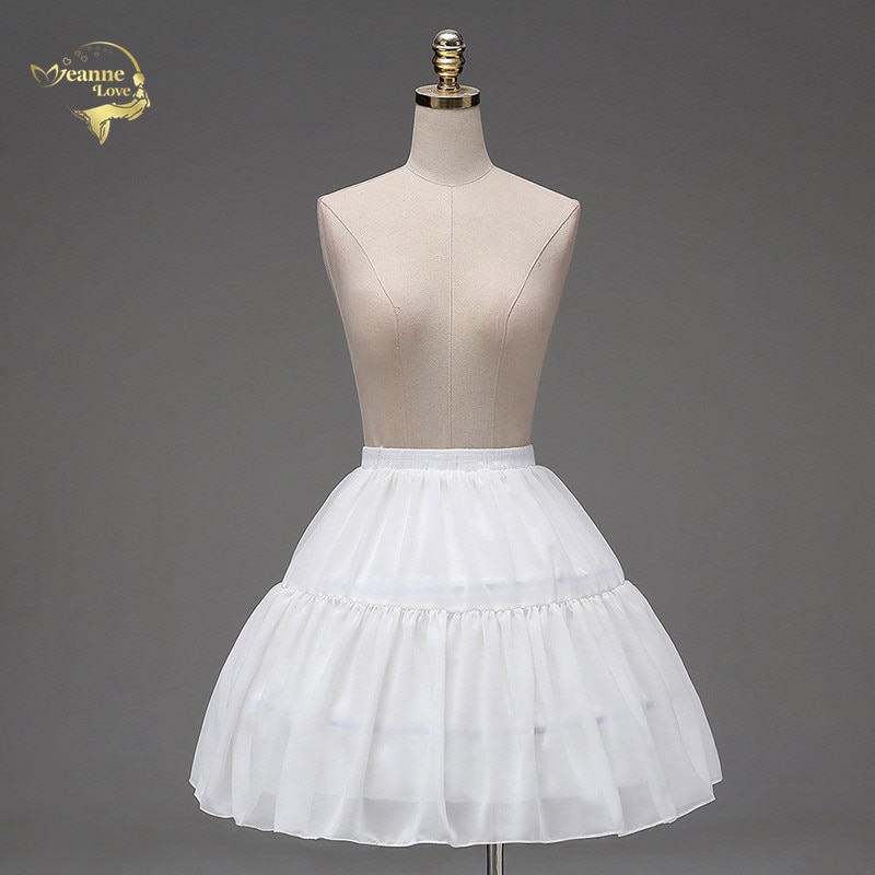 White Ball Gown 2 Hoops Short Underskirt Petticoats Chiffon Lolita Ballet Rockabilly Jupon Crinoline Skirt Slips cancan de novia