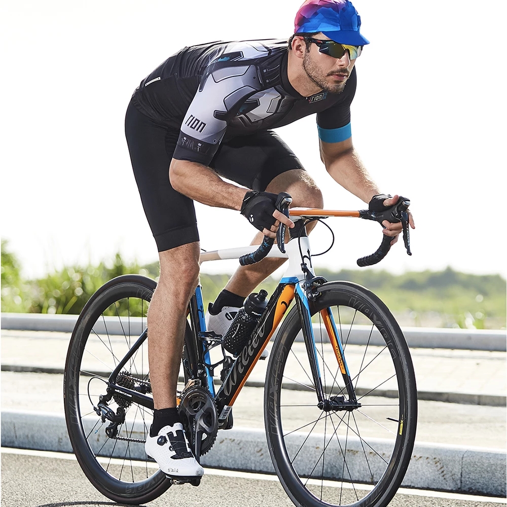 RION-pantalones cortos de Ciclismo para Hombre, con Culotte pechera, con interfaz elástica®Mallas transpirables para bicicleta de montaña, pantalones cortos con almohadilla de GEL