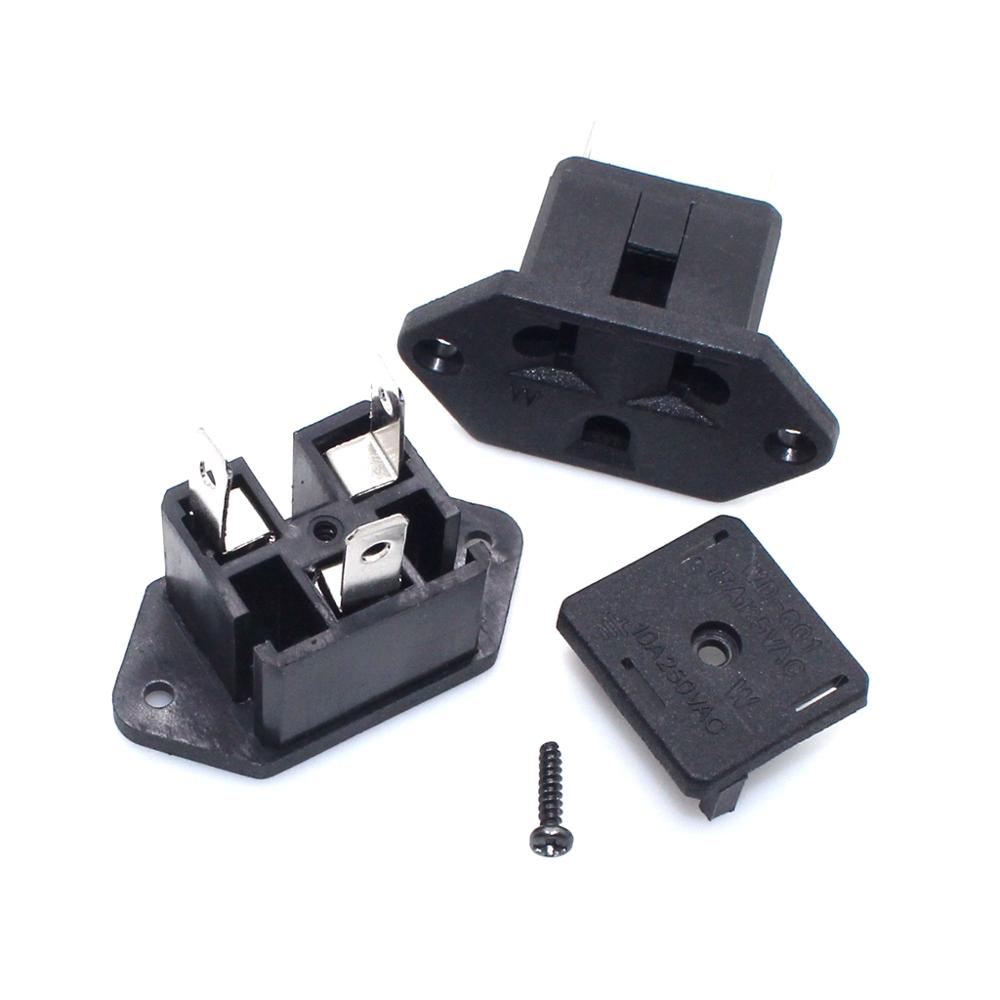 US Panel Mount Outlet Power Connector Industrial Female Socket AC Electrical Embedded Panel Receptacle Socket Black 10A 250V
