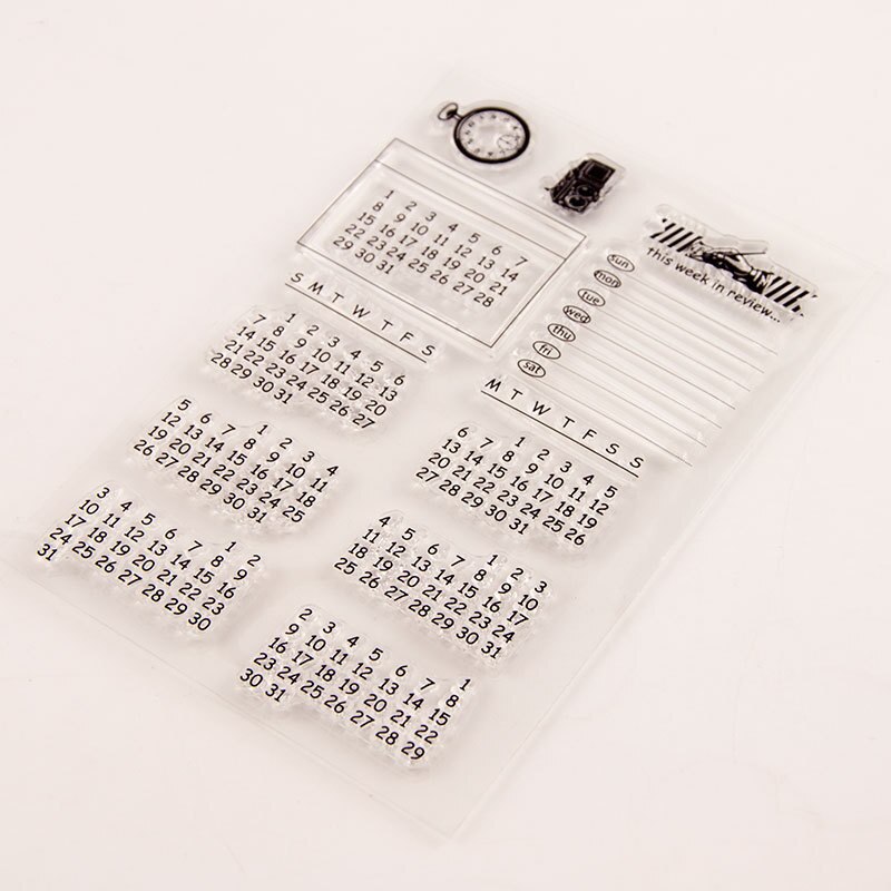 Tampon en Silicone transparent pour calendrier, calendrier, mois, semaine, Plan, tampon en caoutchouc pour scrapbooking, papeterie, tampon standard artisanal, DIY bricolage