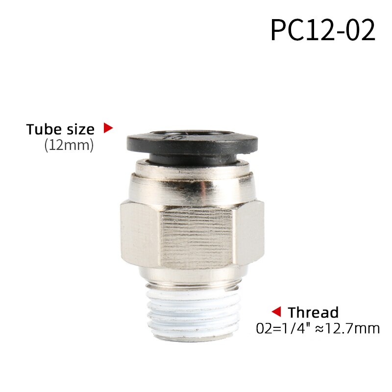 1PCS Pneumatic Quick Connector PC 4MM-12mm Hose Tube Air Fitting 1/4" 1/8" 3/8" 1/2"BSPT Male Thread Pipe Coupler: PC12-02