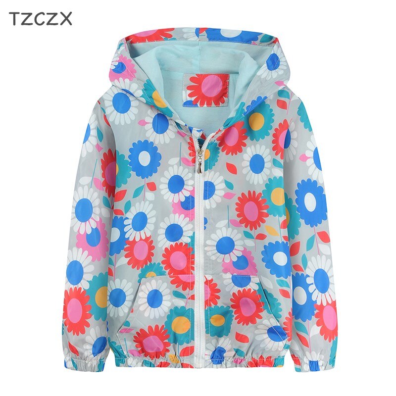 Veste d'extérieur à motif Floral imprimé, Double couche, doublure en coton, style mince, manteaux pour enfants: 8T